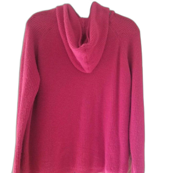 DIP Cozy Stretchy Red Hooded Sweater Womens Sz L - Picture 6 of 6